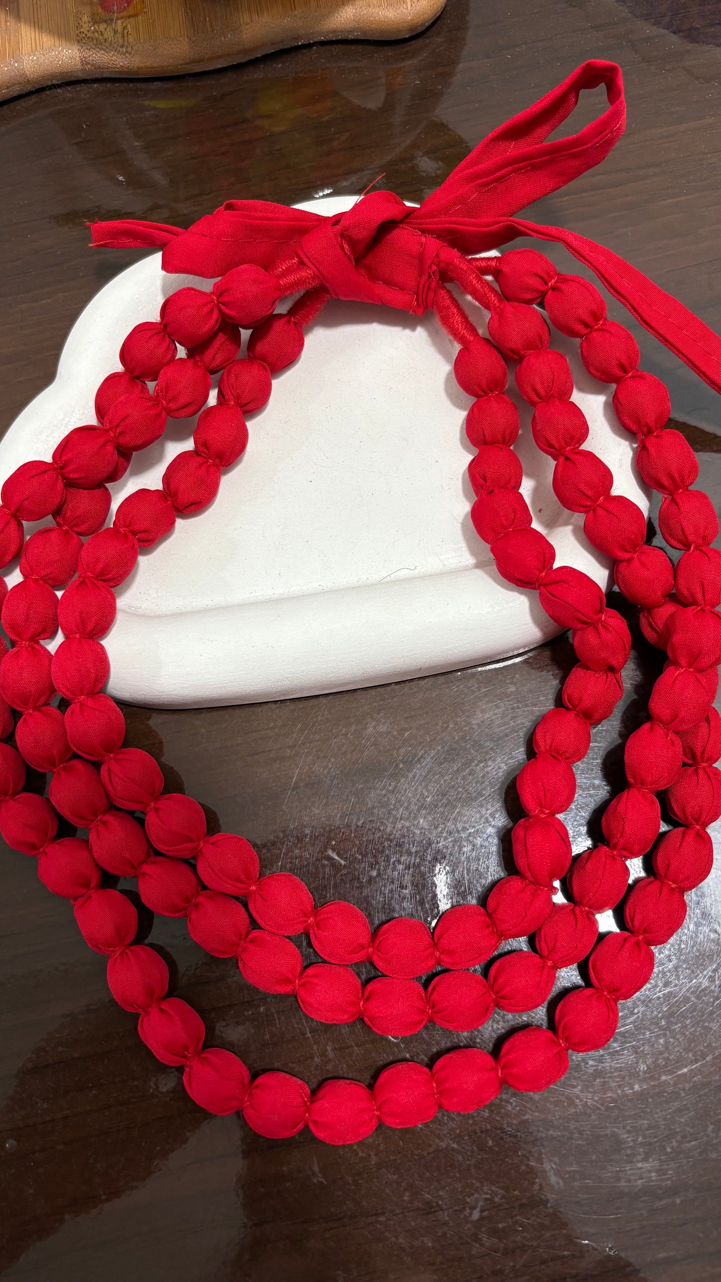 Three layer fabric necklace