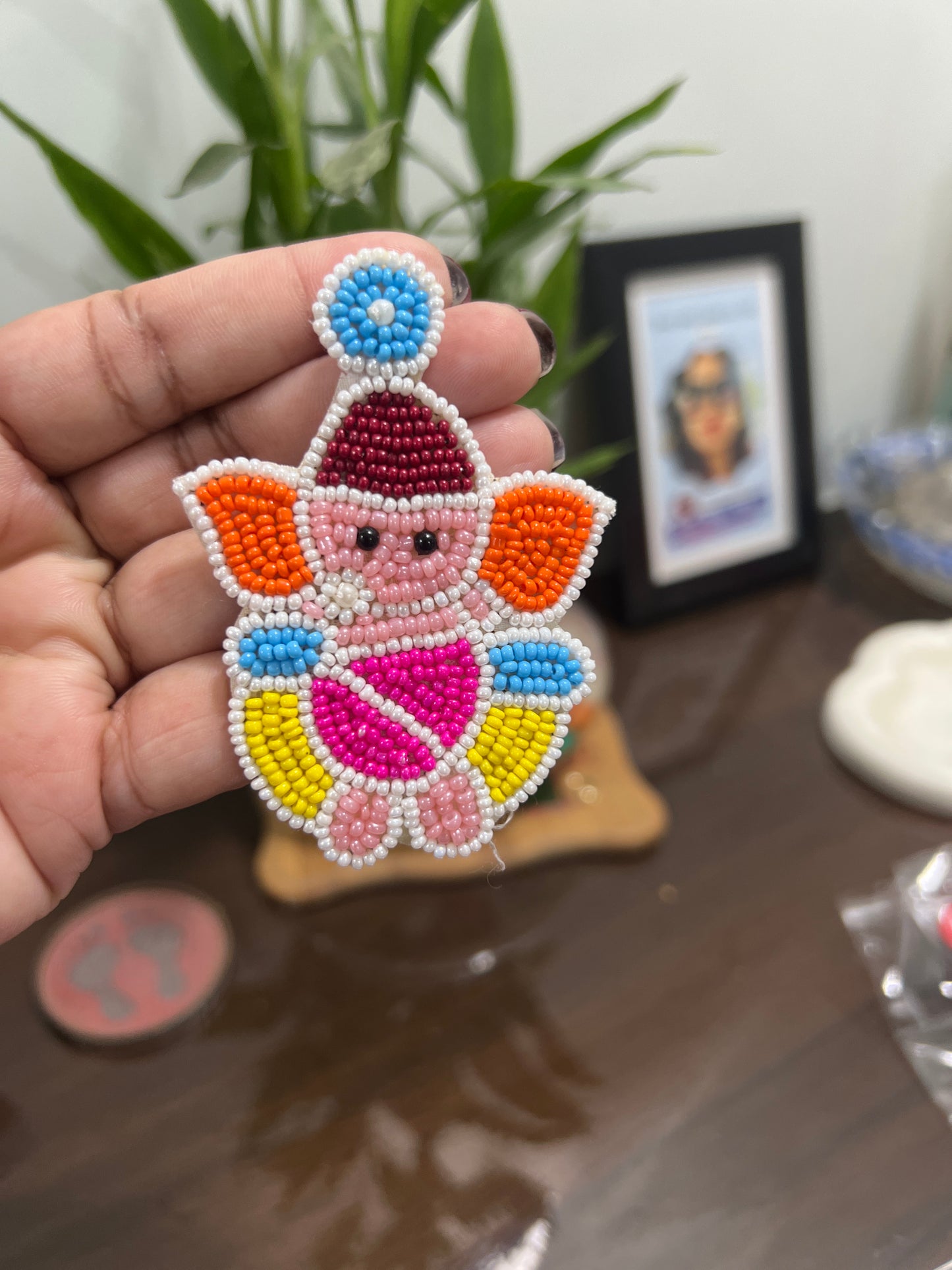 Handmade beaded Ganesh earring