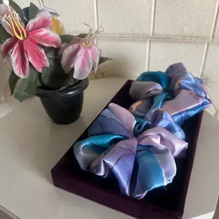 Blue Satin Scrunchies – Soft, Elegant & Gentle on Hair