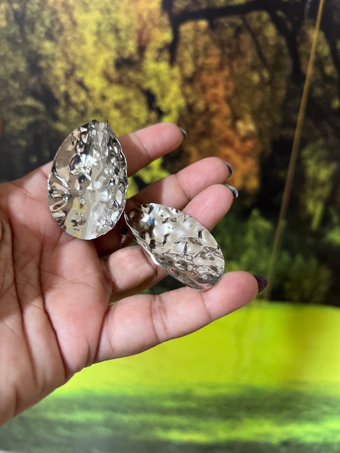 Chucky silver leaf earring