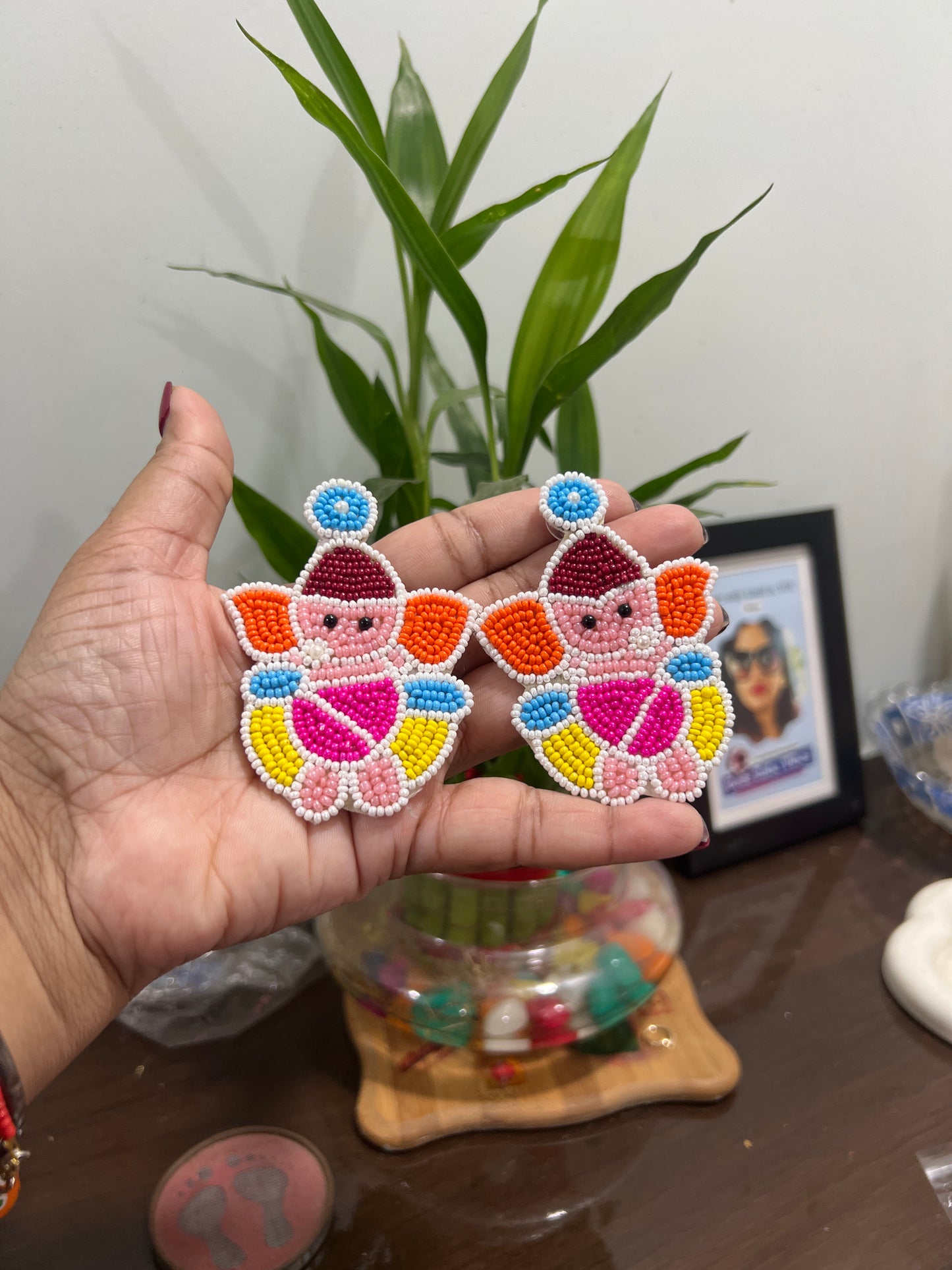 Handmade beaded Ganesh earring