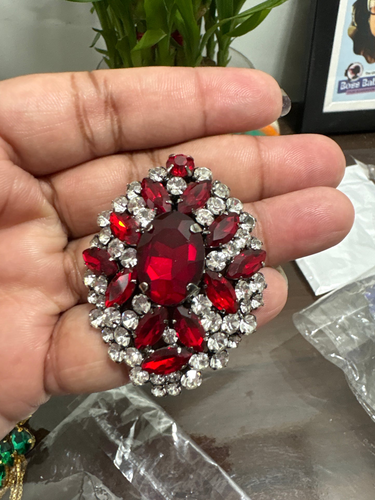 Red ruby stone stud