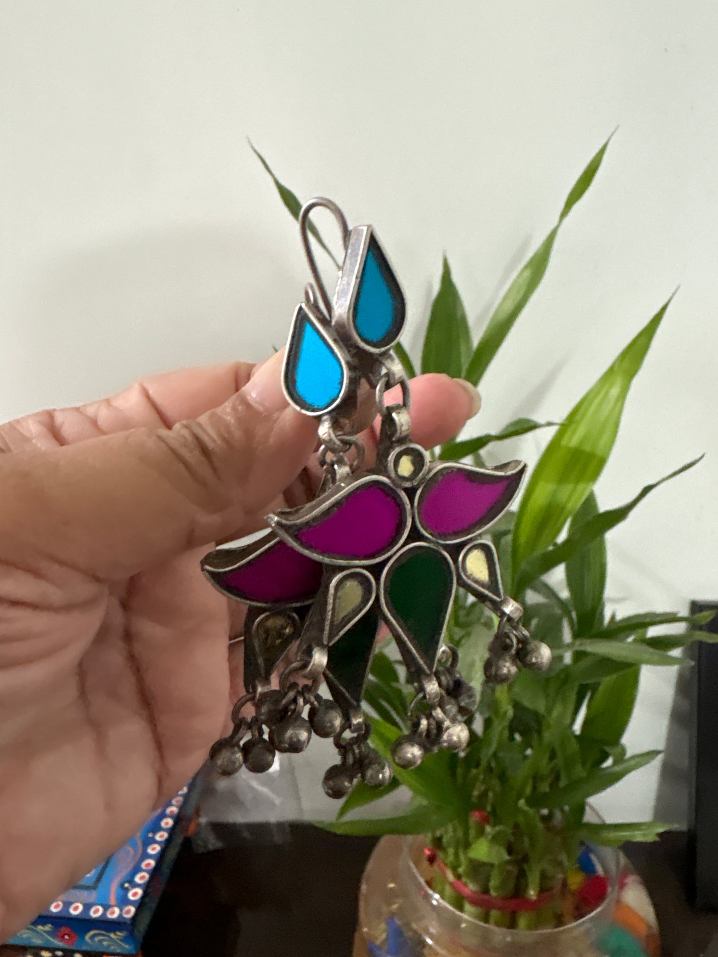 Multicoloured mirror earring