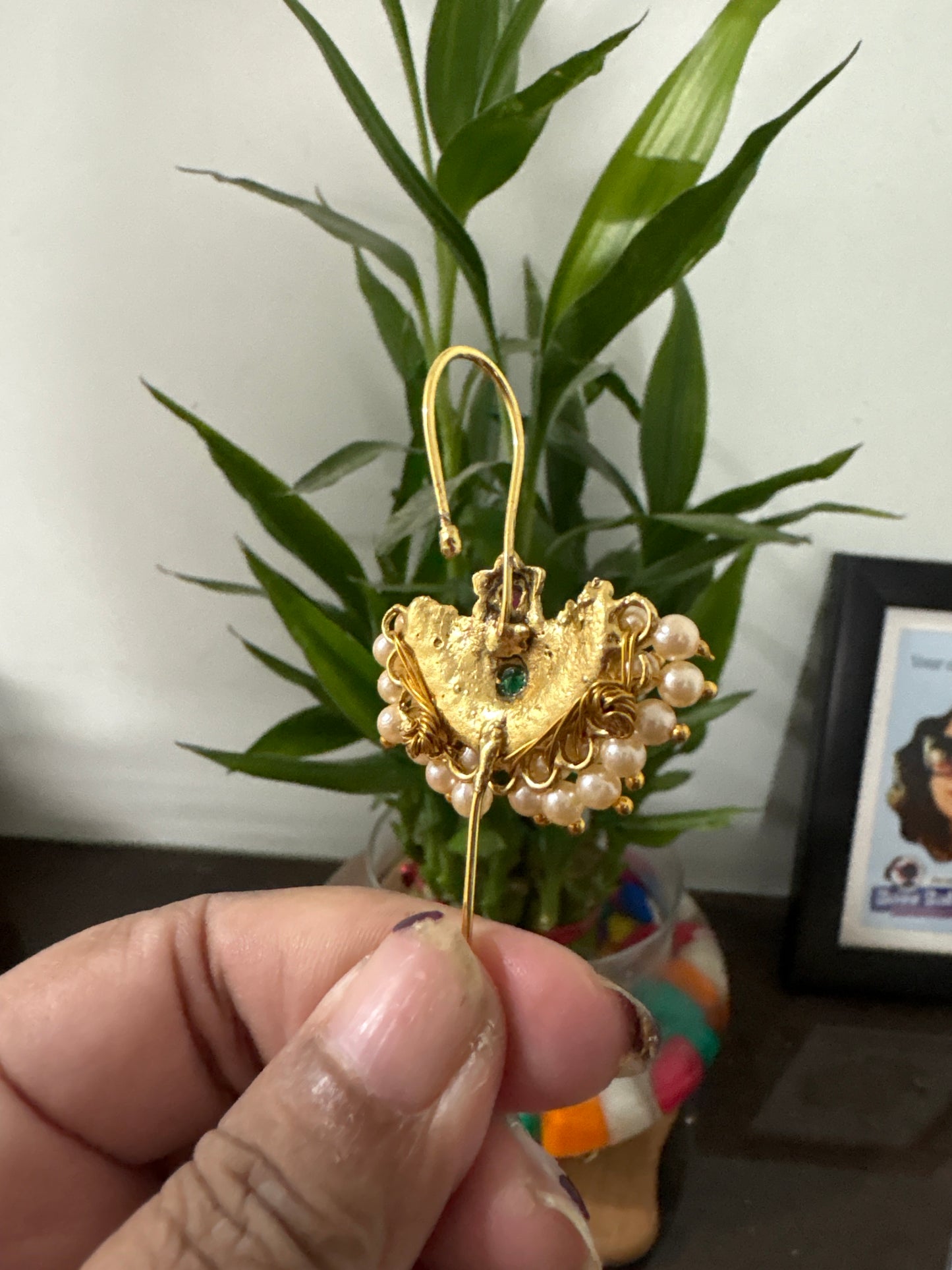 Red gren stone ear cuff earring