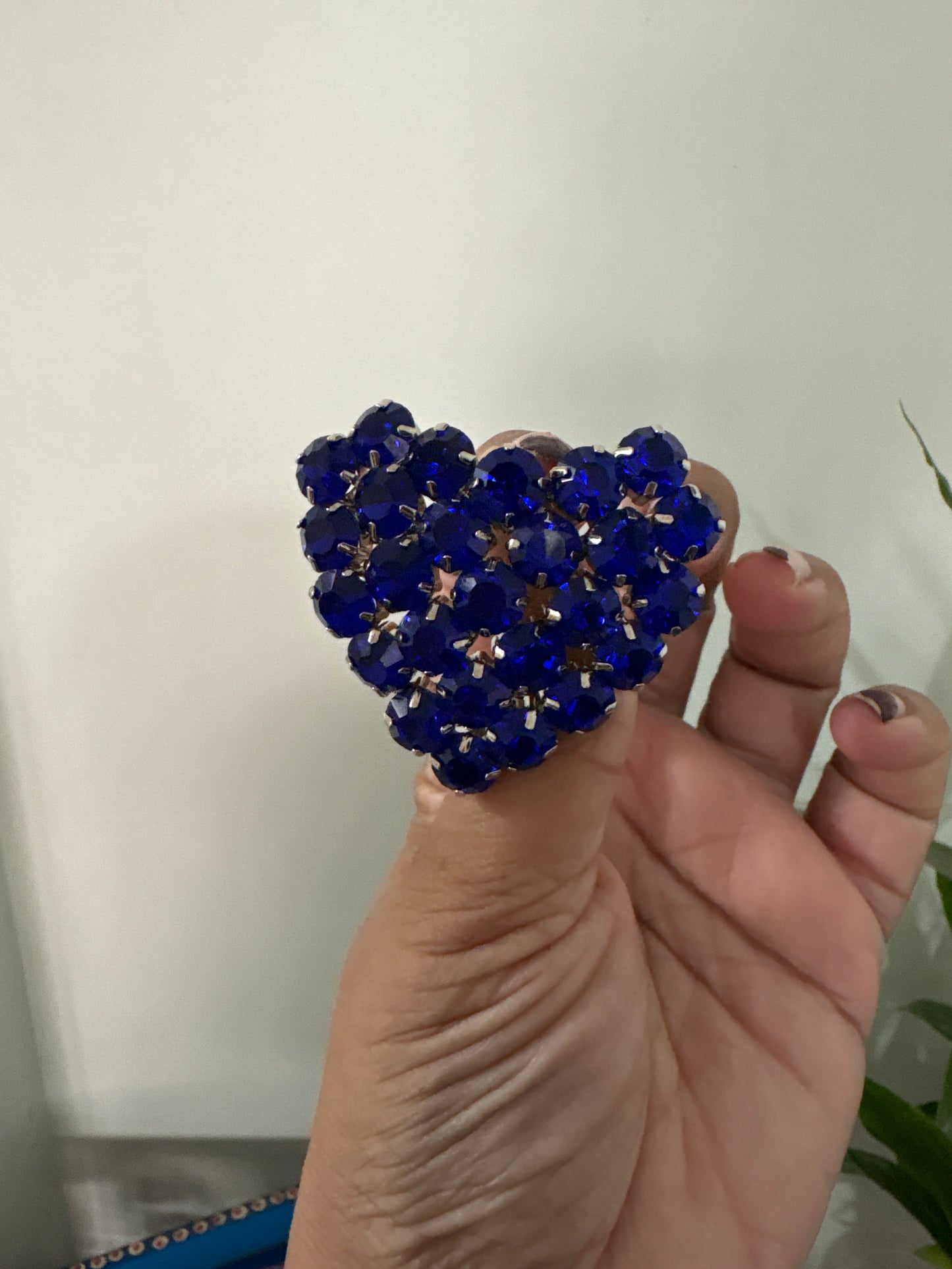 Blue stone heart earring