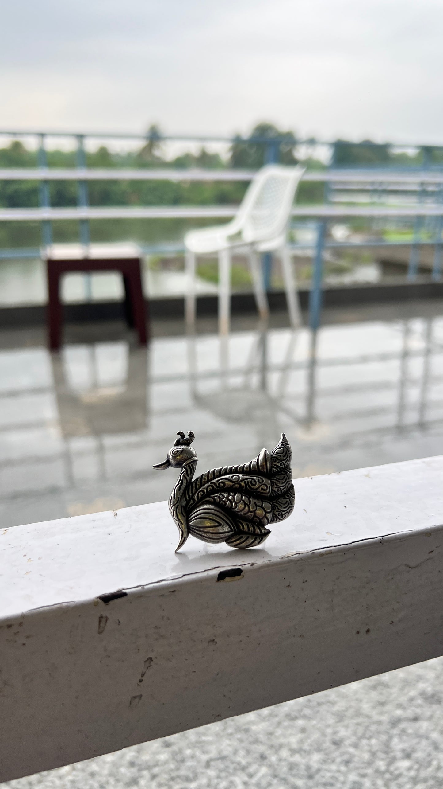 Peacock Oxidised ring adjustable