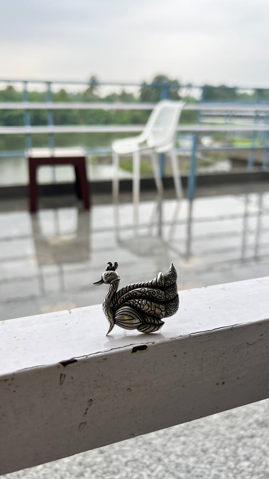 Peacock Oxidised ring adjustable