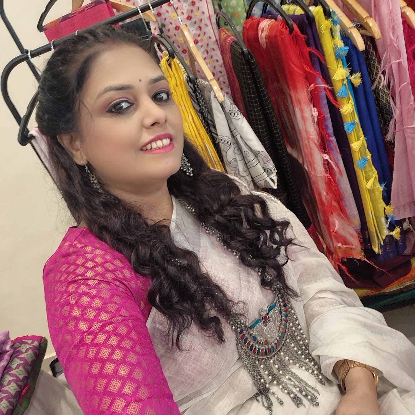 Oxidised oversized necklace set