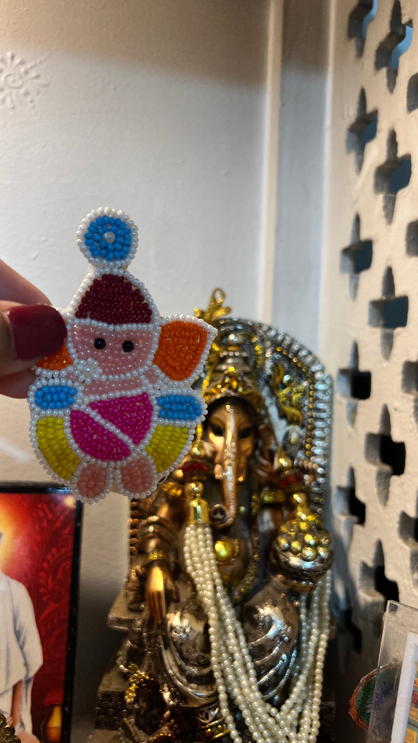 Handmade beaded Ganesh earring