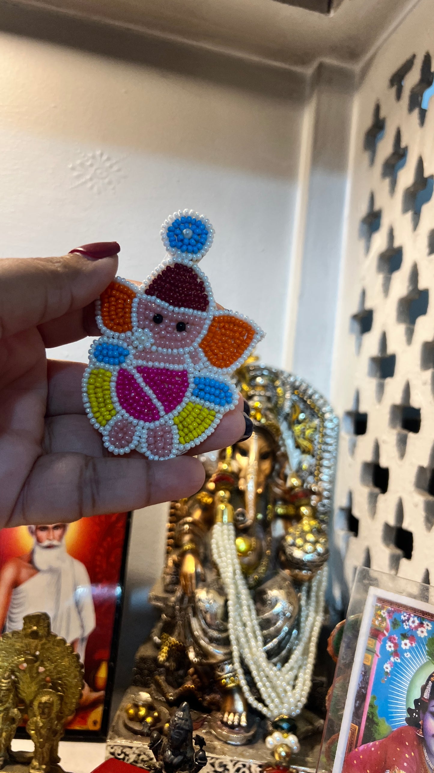 Handmade beaded Ganesh earring