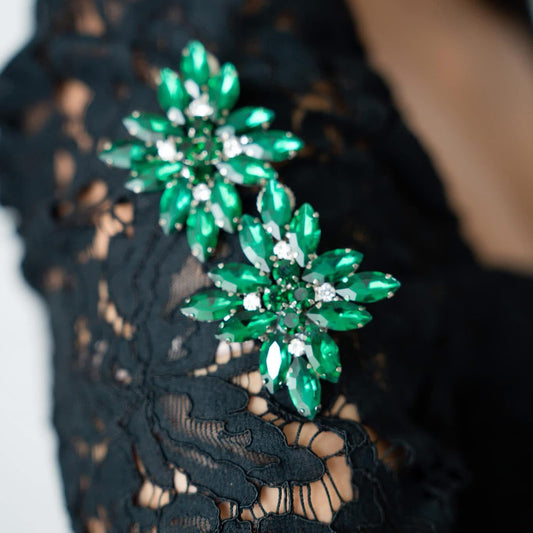 Emerald green statement studs