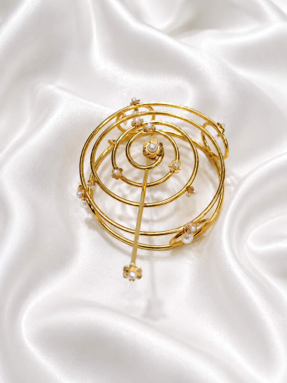 Pearl Spiral Hair Bun Cage with Hair Pin