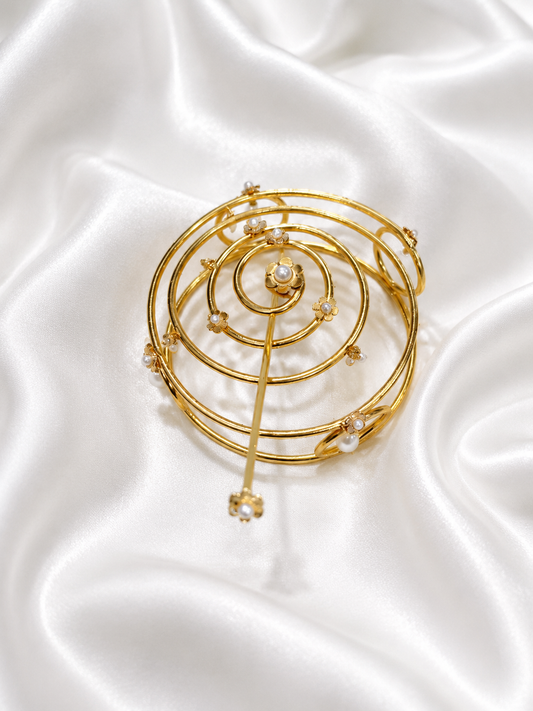 Pearl Spiral Hair Bun Cage with Hair Pin