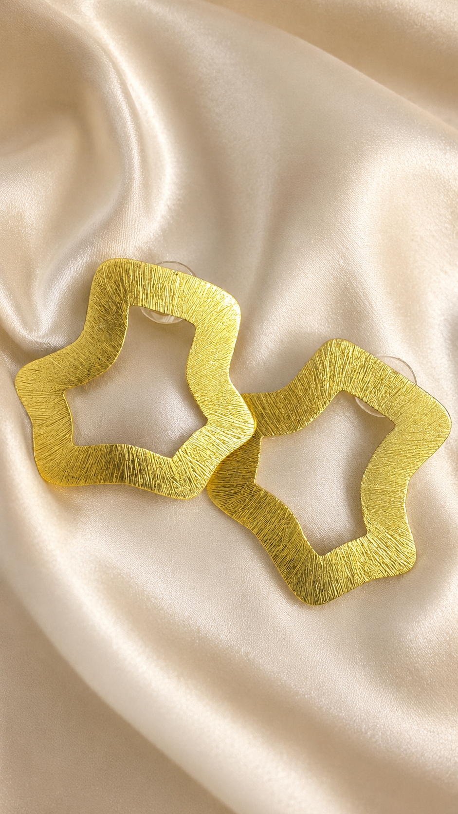 Abstract Wave Gold Statement Earring