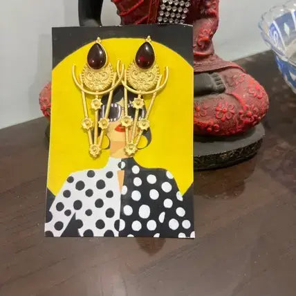 Riverblend Maroon Brass Earrings – Lightweight & Elegant Design