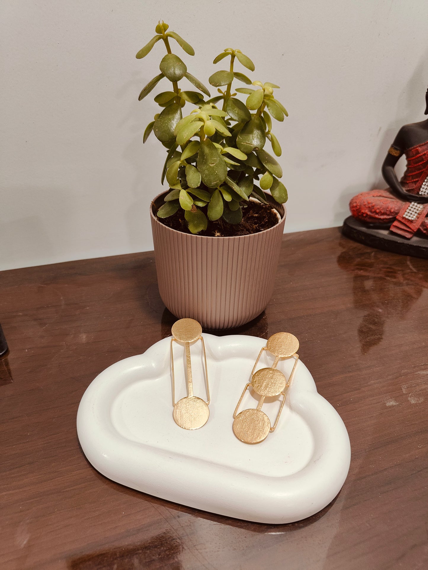 Mismatched brass earrings