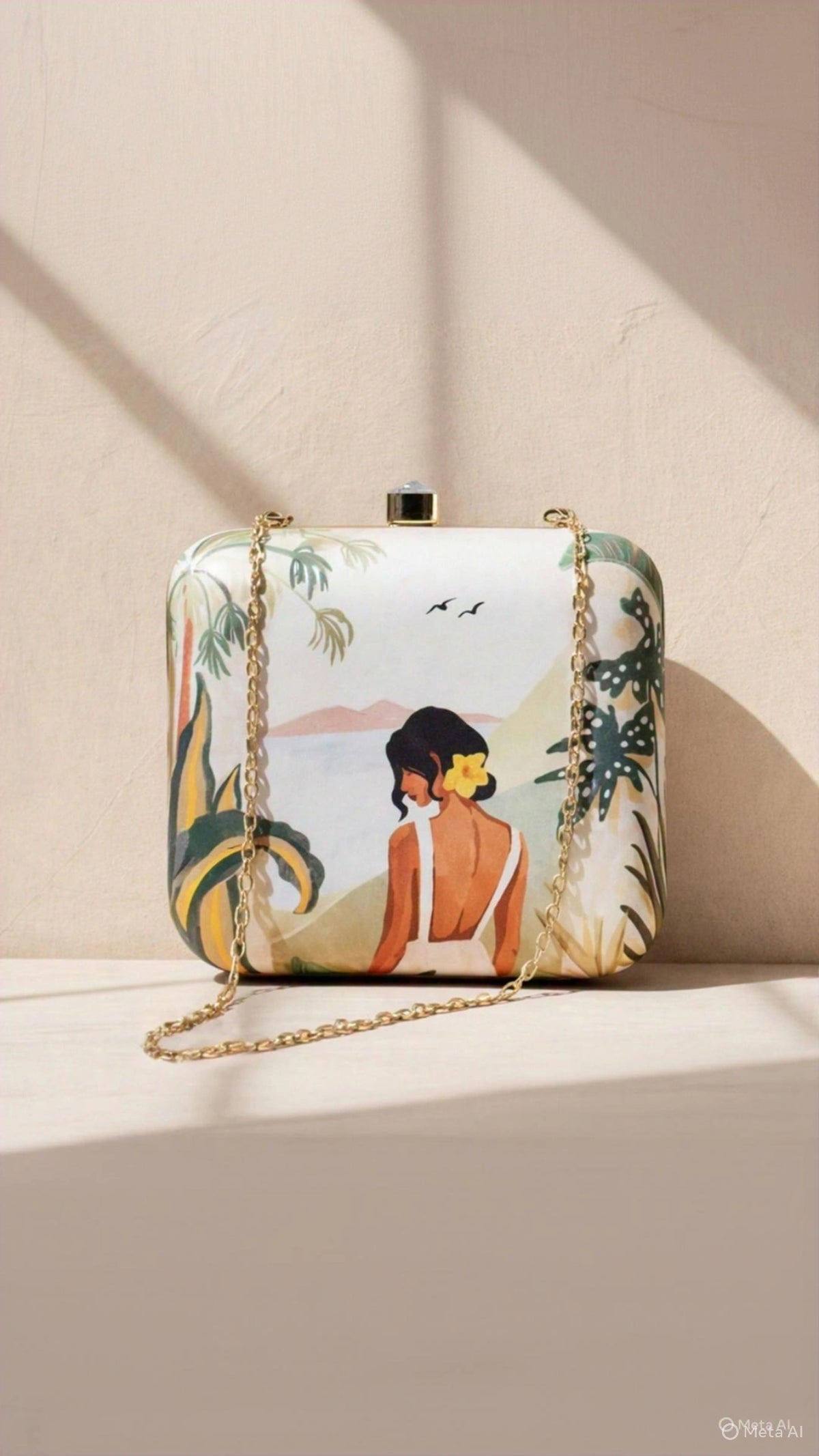 Printed quirky clutch bag