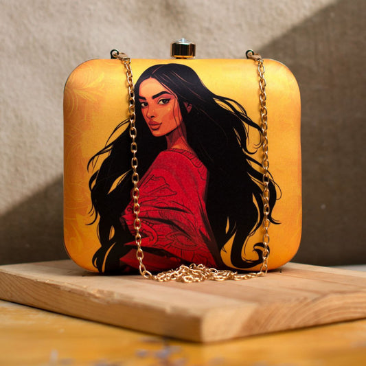 Art printed clutch bag