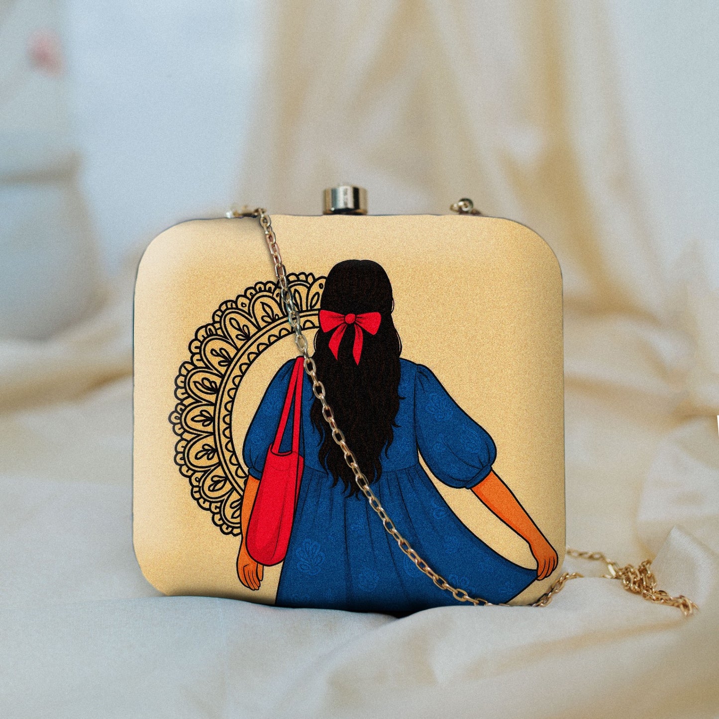 Potrait art printed clutch bag