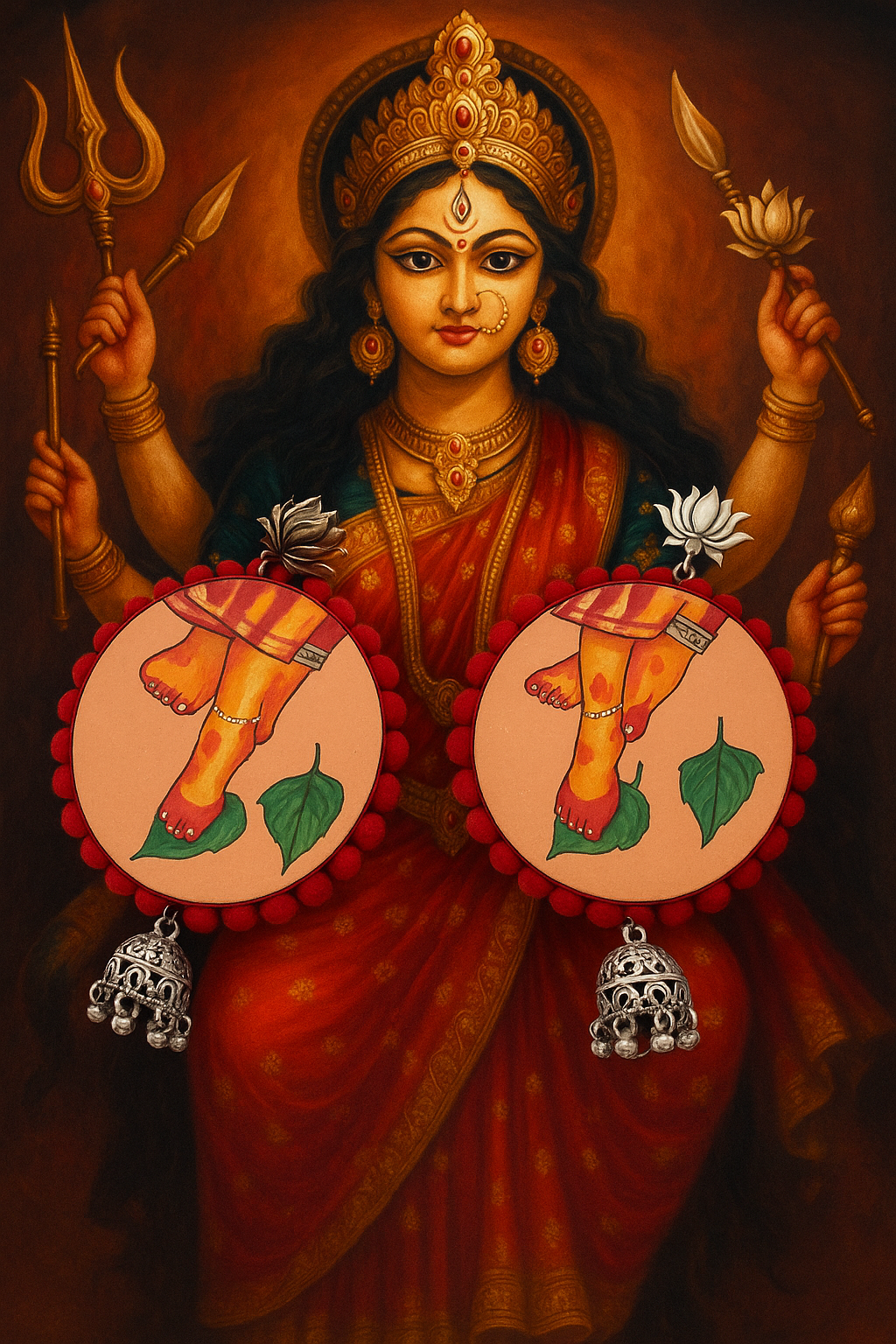 Durga M feet handcrafted jhumka earring