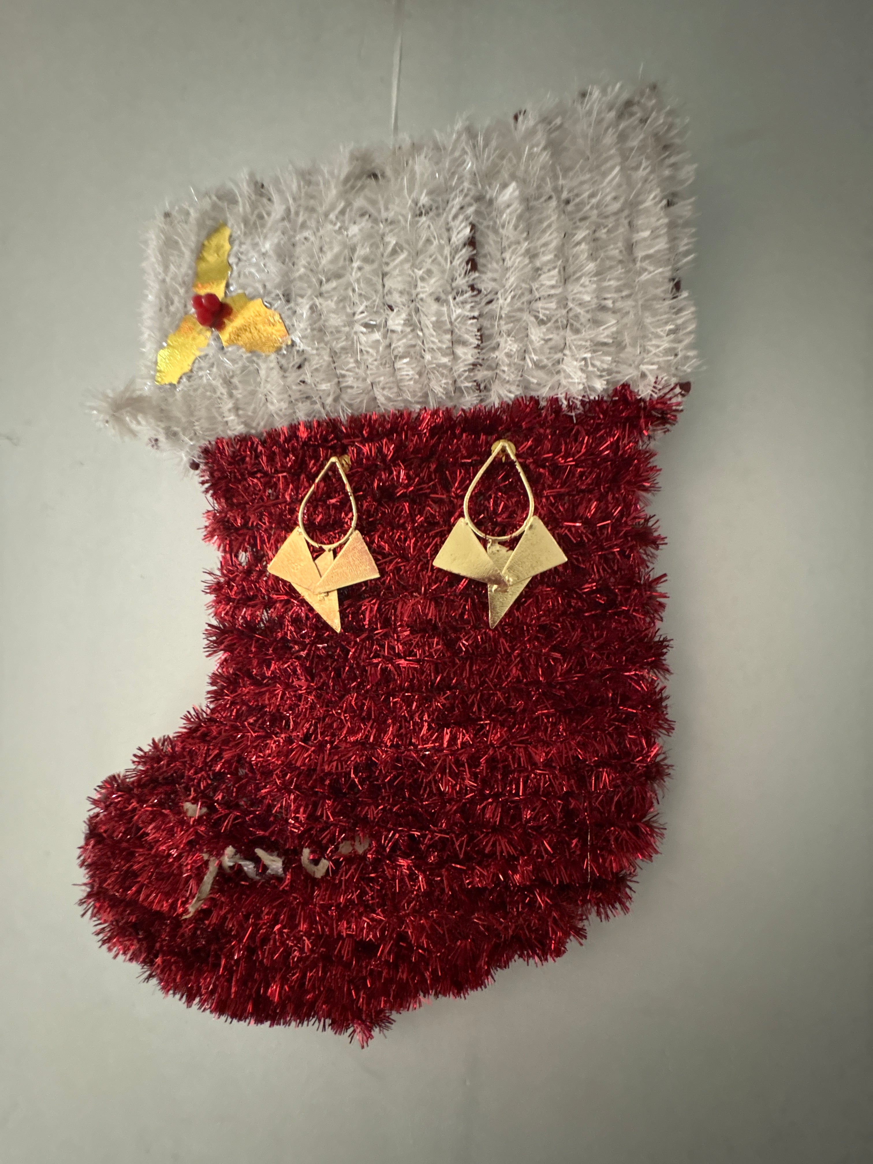 Contemporary brass earring