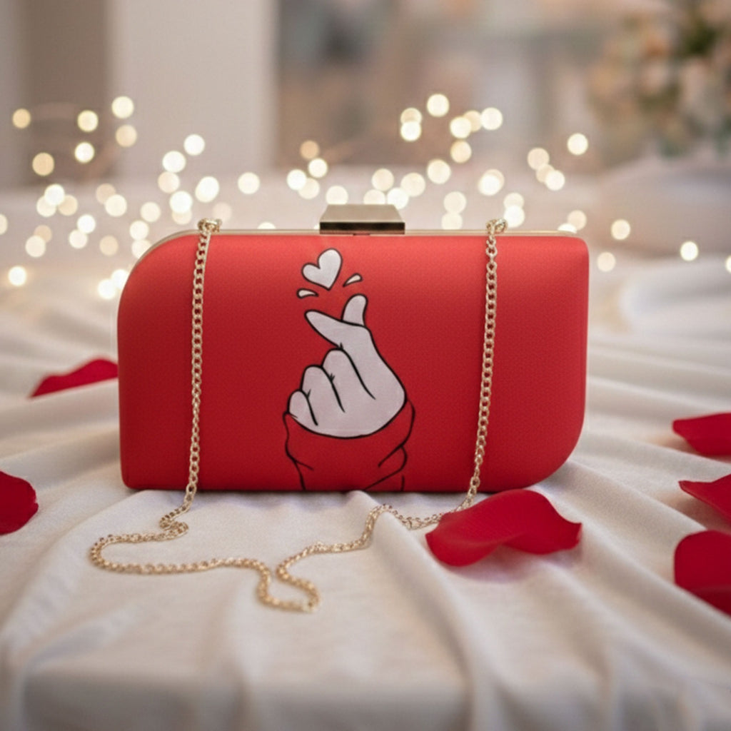 Valentine’s print clutch