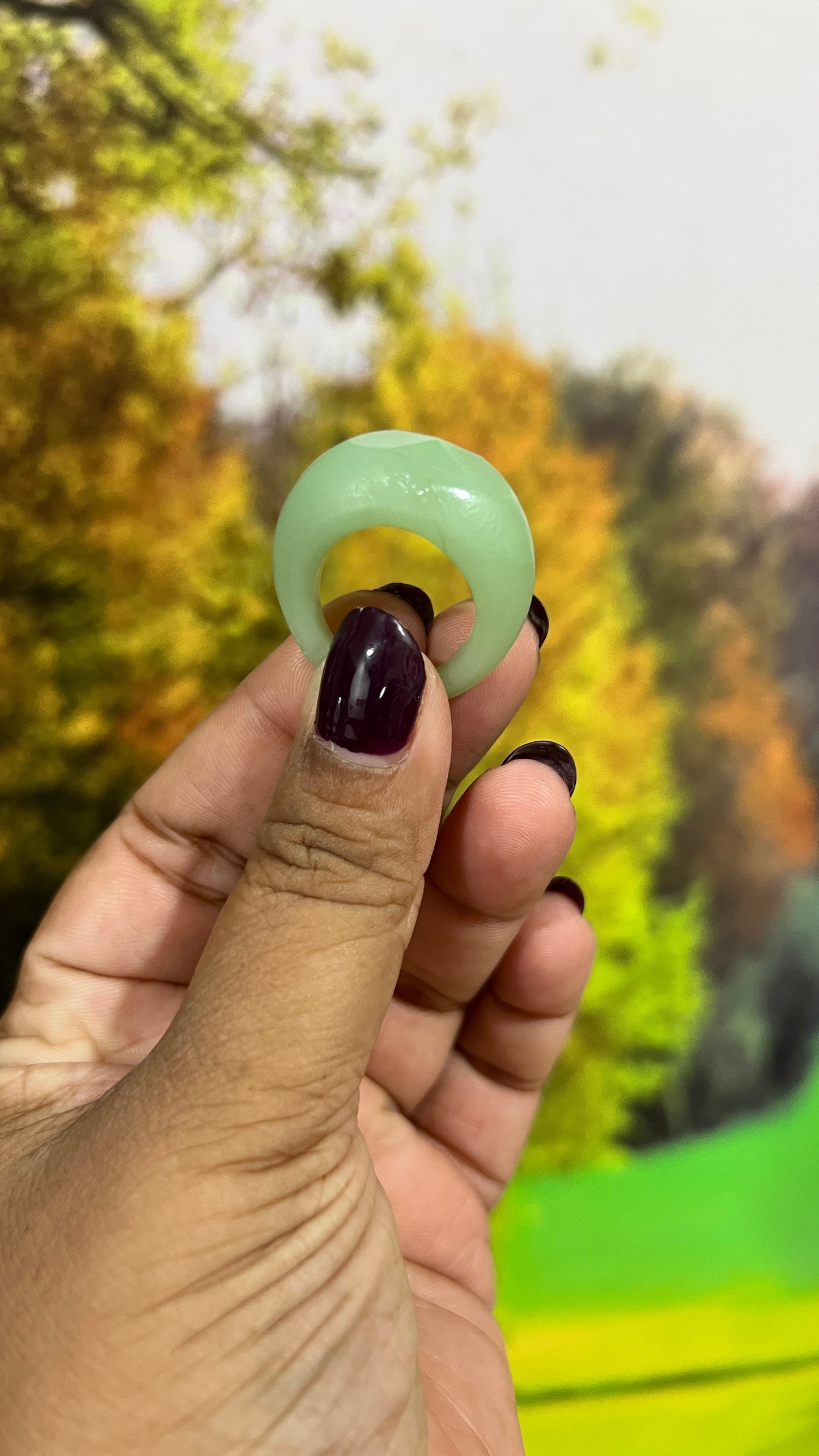 Mint green resin ring