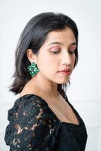 Emerald green statement studs