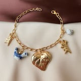 Gold heart chain bracelet