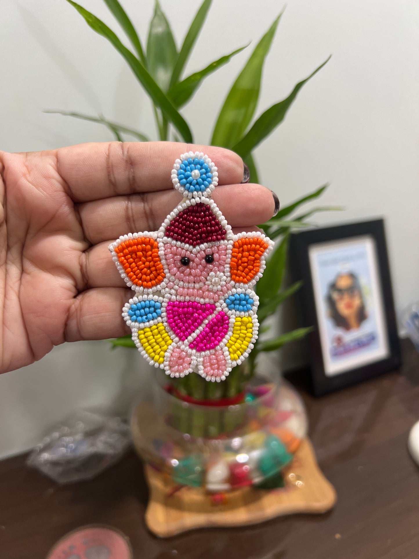 Handmade beaded Ganesh earring