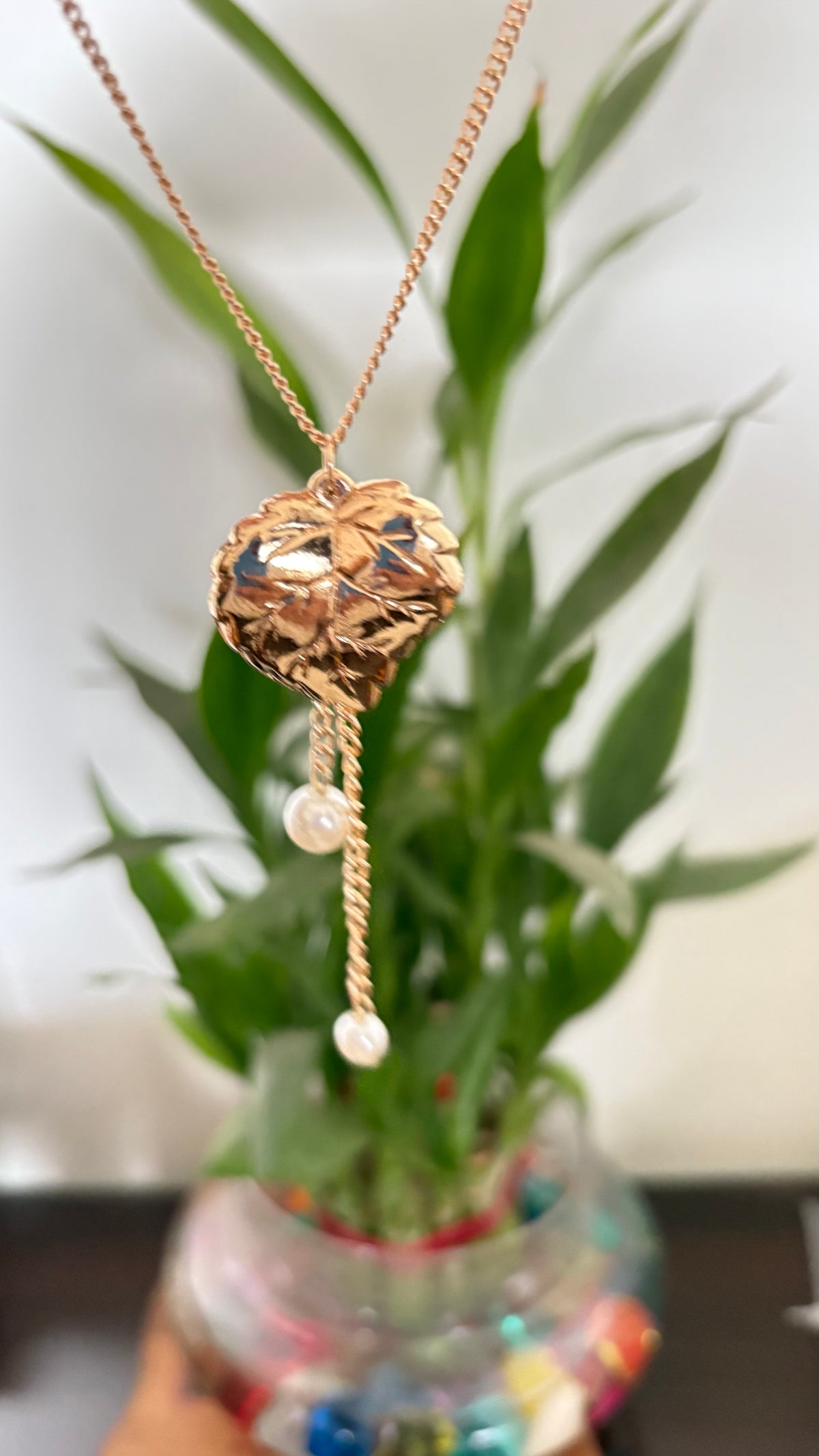Heart necklace with Pearl drop