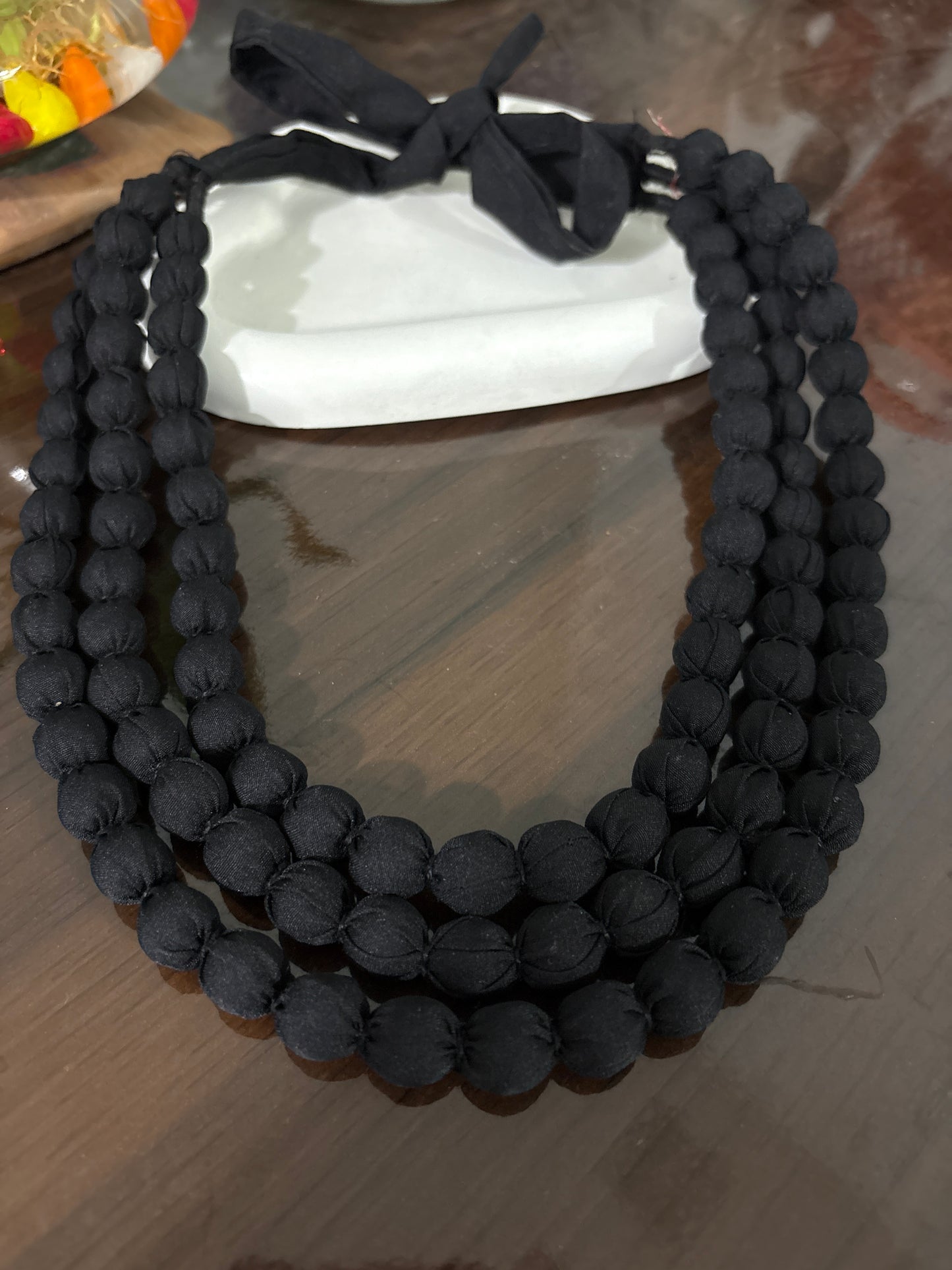 Three layer fabric necklace