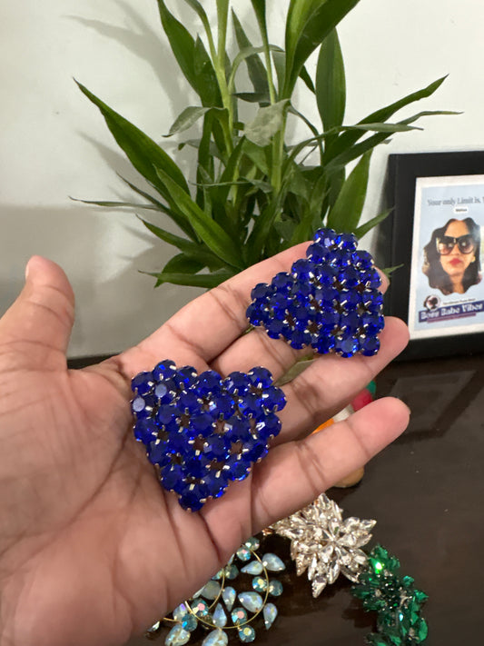 Blue stone heart earring
