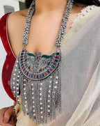 Oxidised oversized necklace set