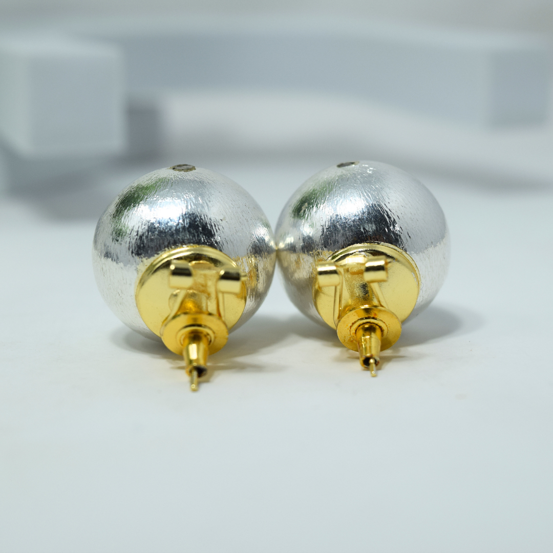 Riverblend Silver Round Stud Earrings – Elegant Statement Jewellery