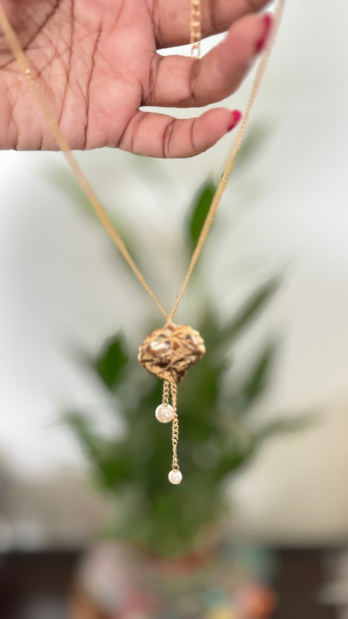 Heart necklace with Pearl drop