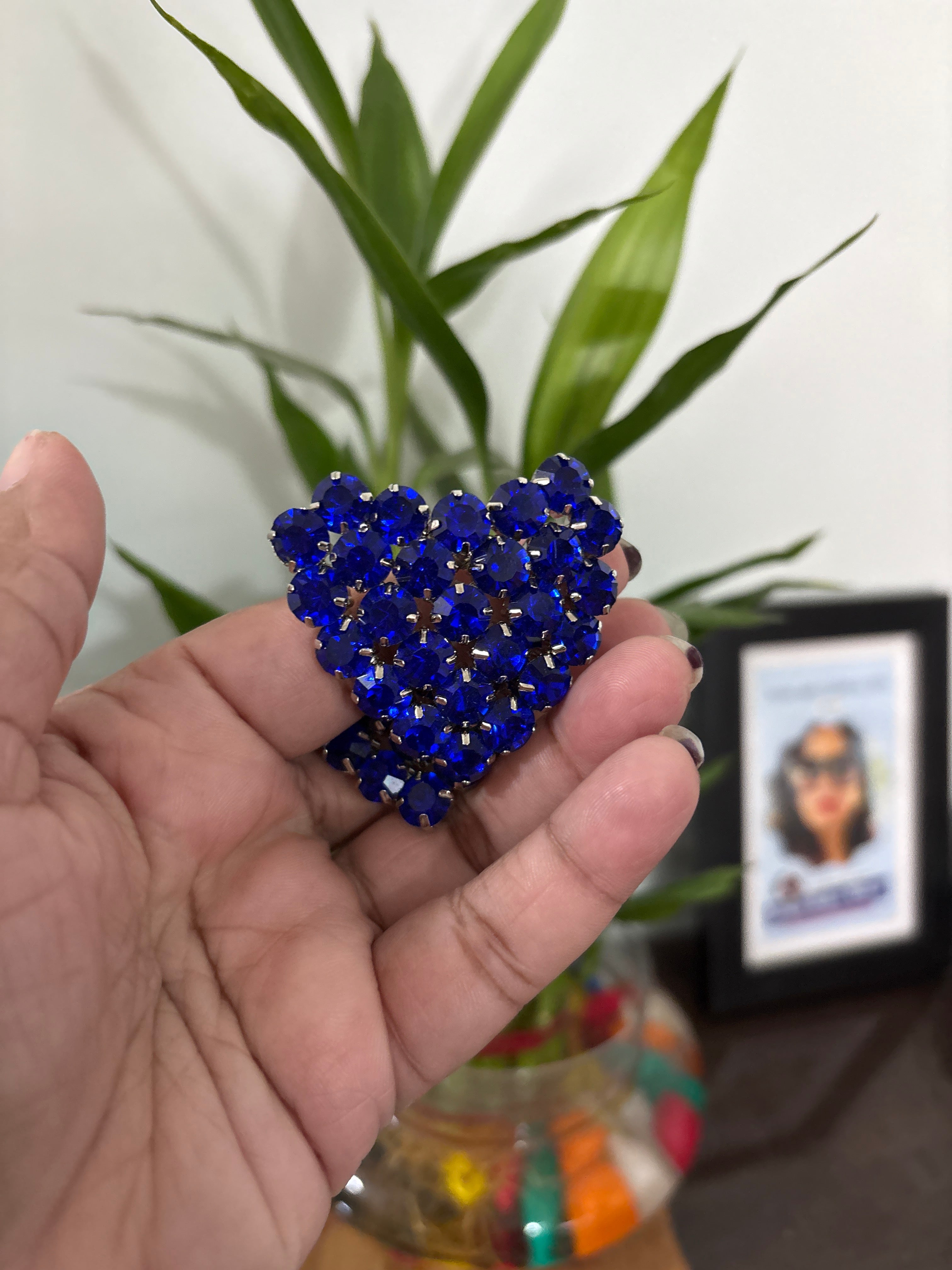 Blue stone heart earring
