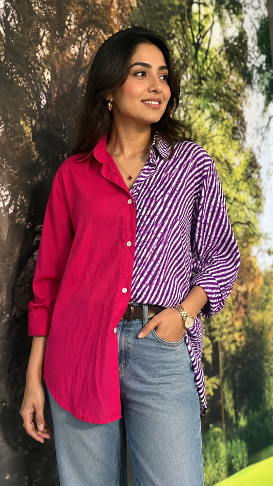Pink & Purple Half-and-Half Shirt