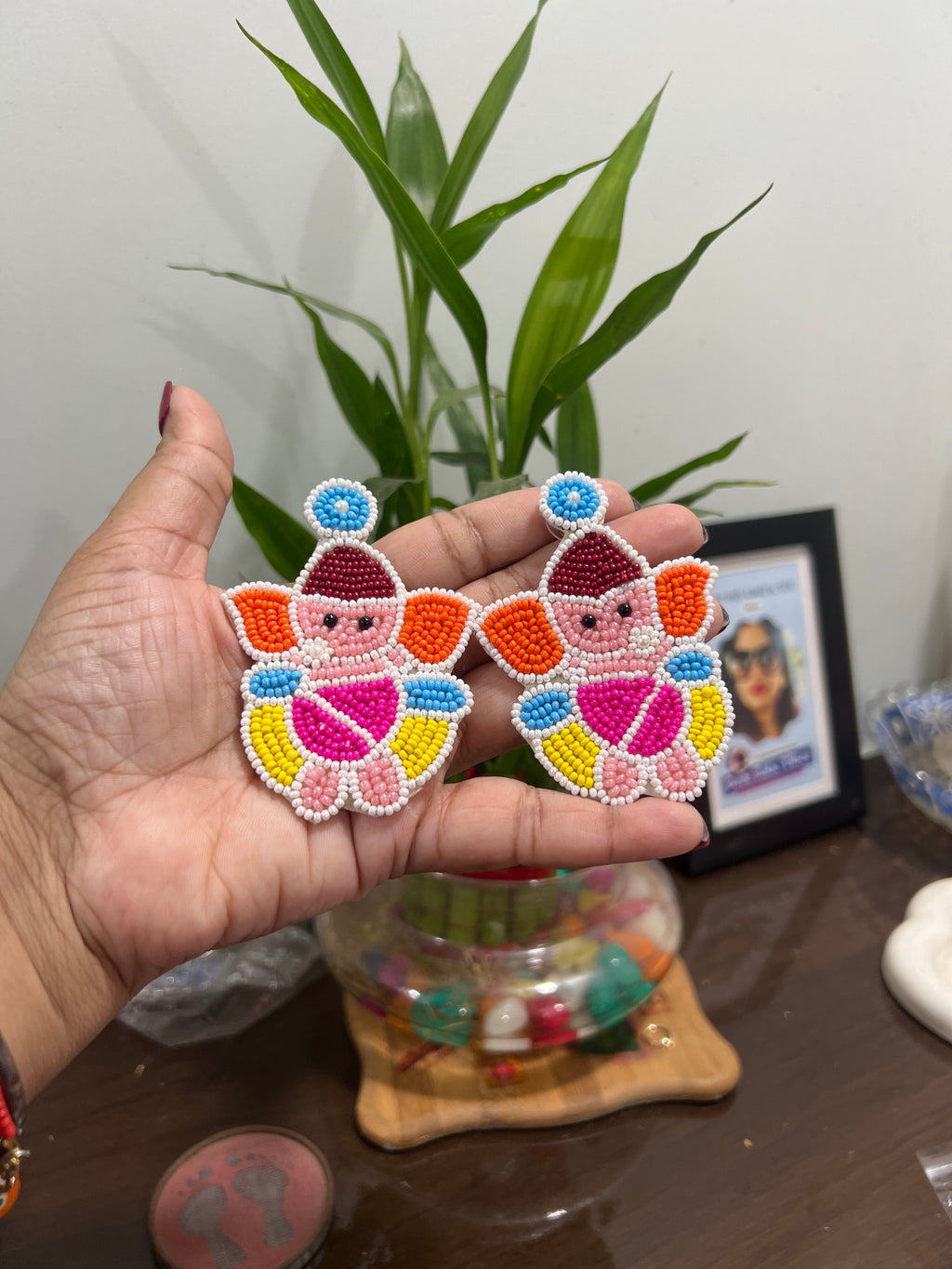 Handmade beaded Ganesh earring