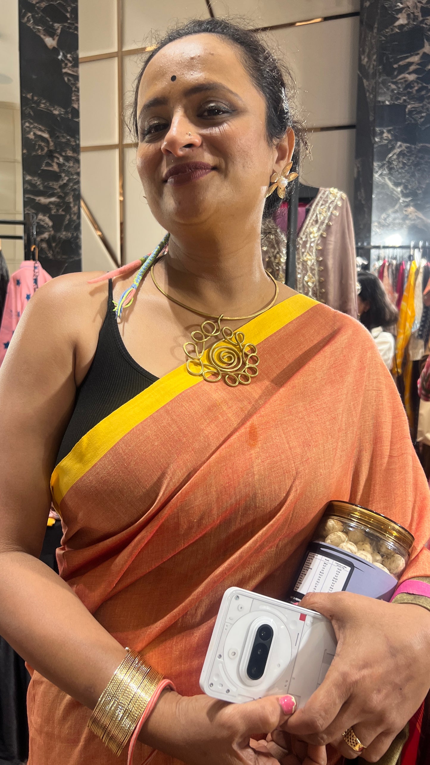 Contemporary Handmade Golden Brass necklace