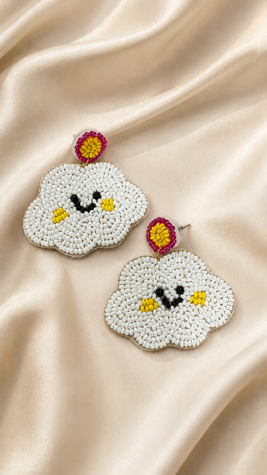 Cloud beaded earring