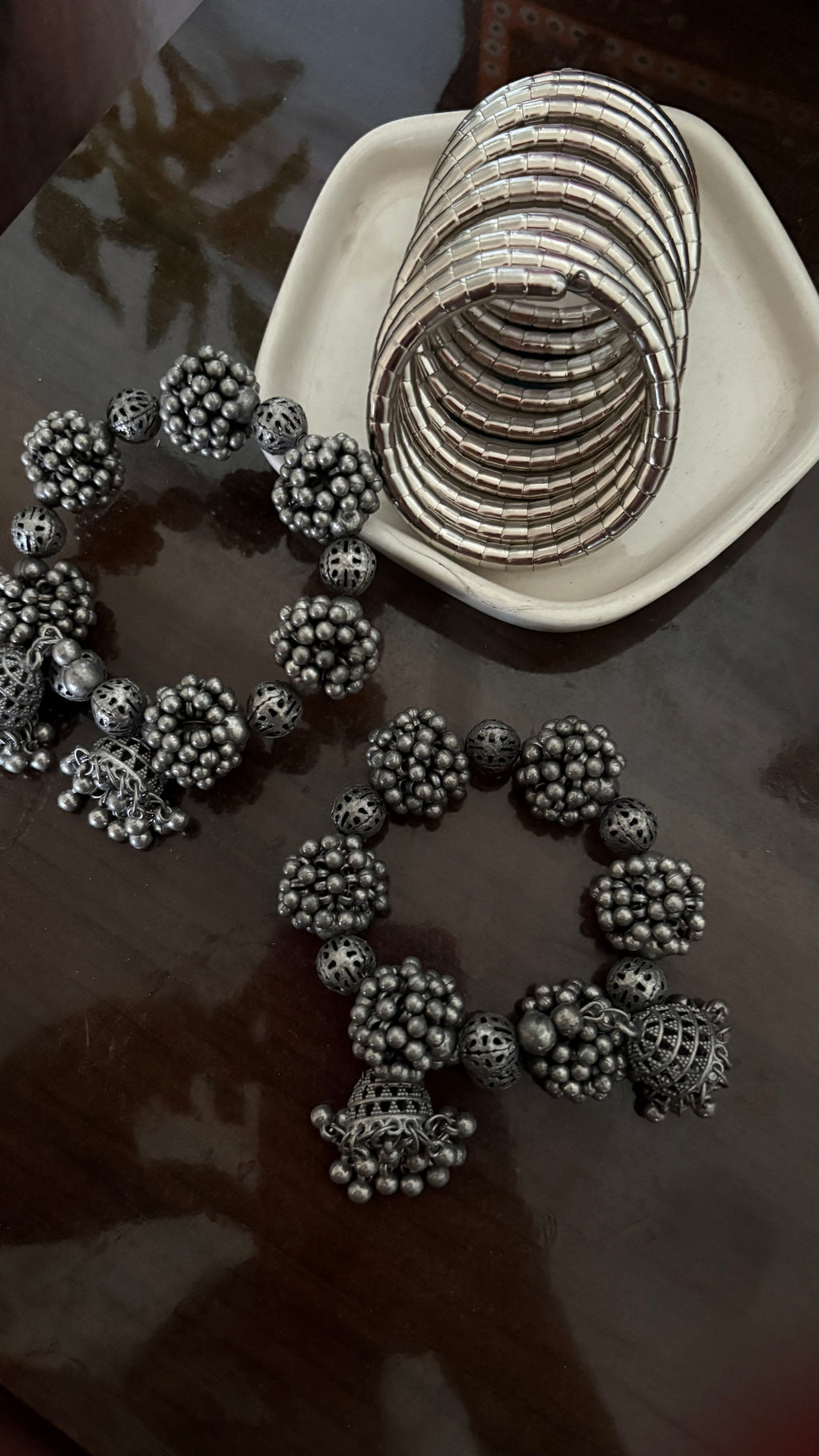 Boho Oxidized Beaded Bracelet Combo