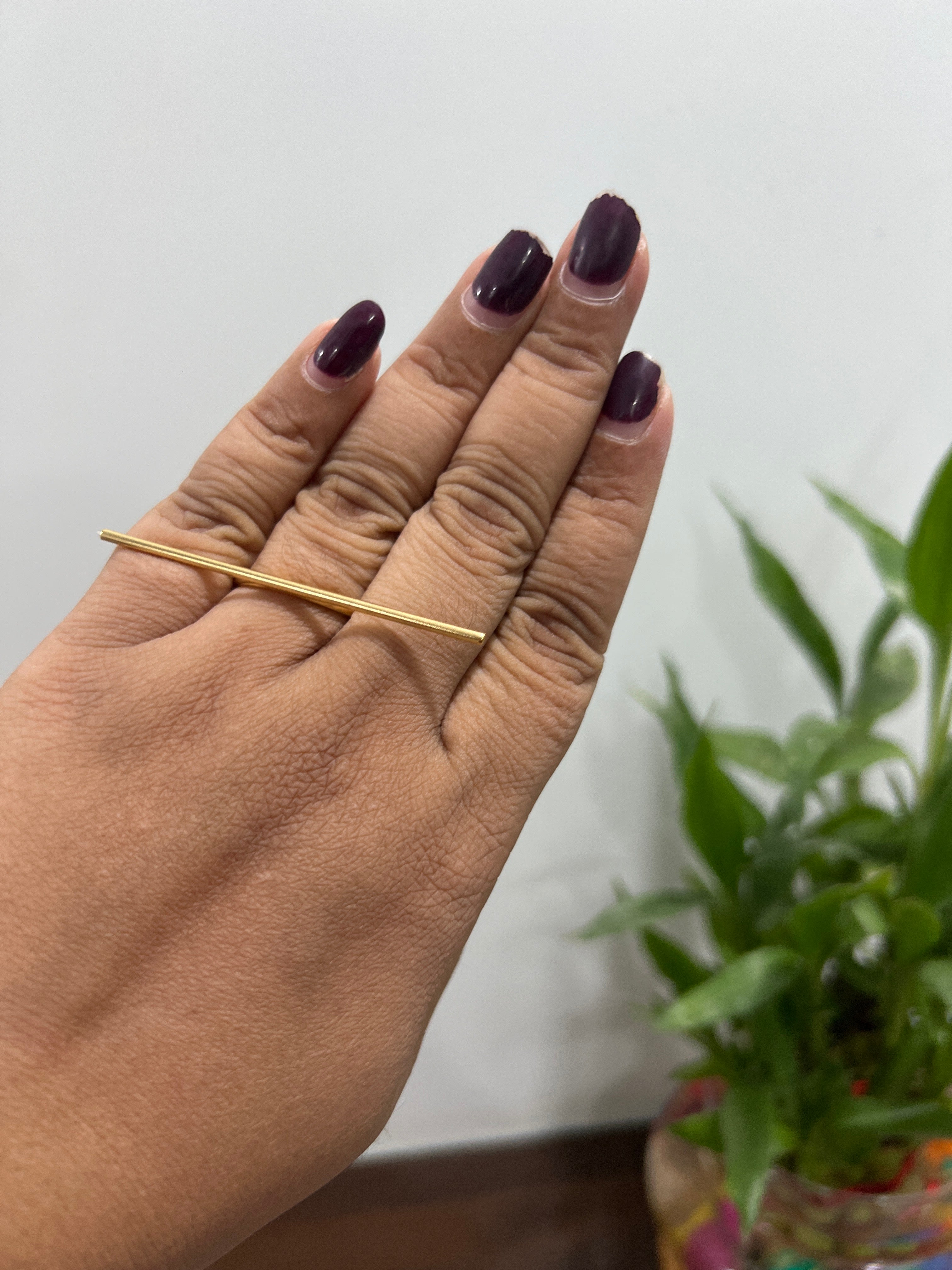 Adjustable handmade brass bar ring
