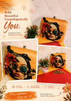 Artistic Floral Print Clutch Bag