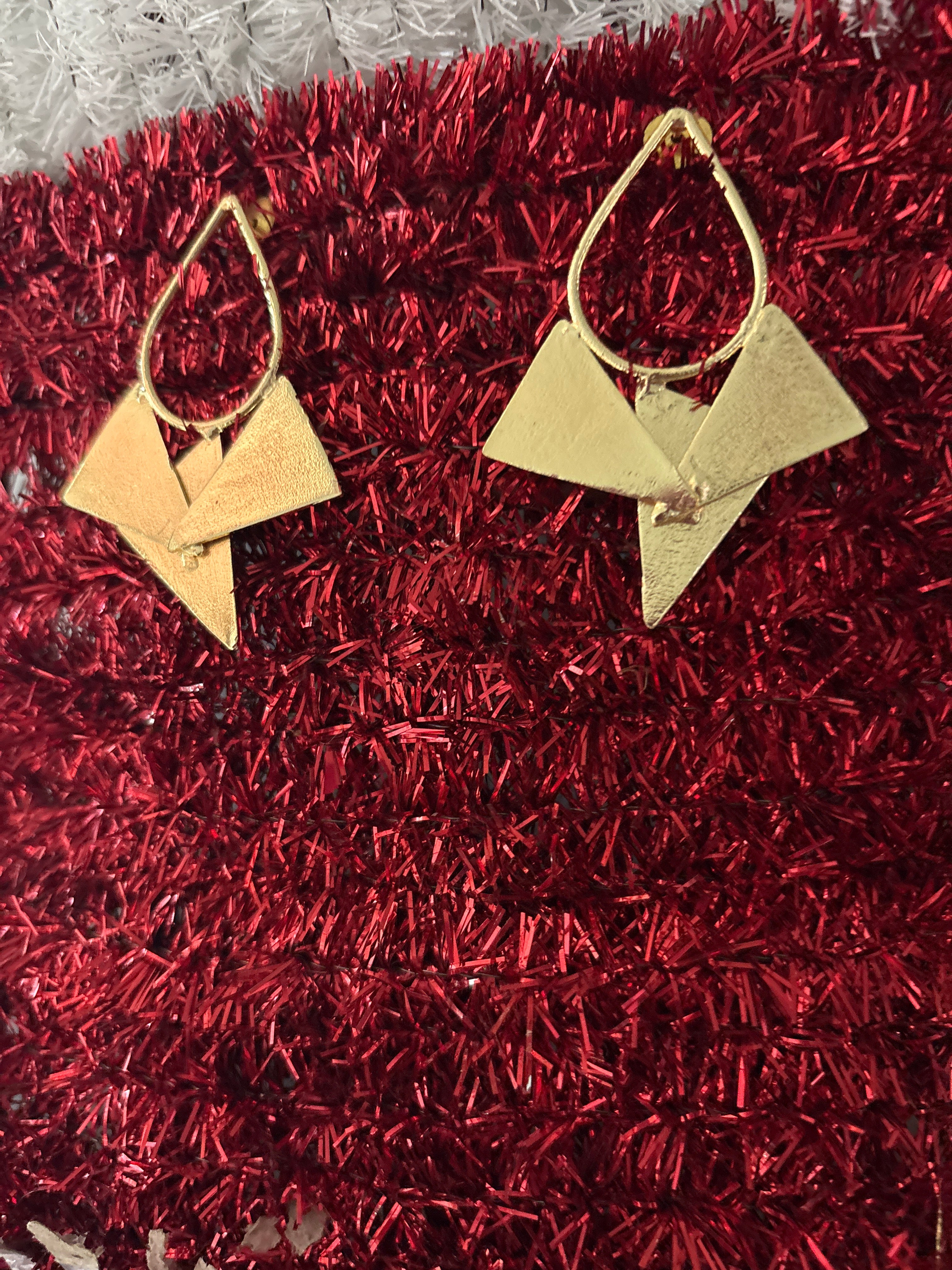 Contemporary brass earring