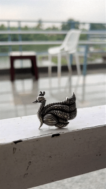 Peacock Oxidised ring adjustable