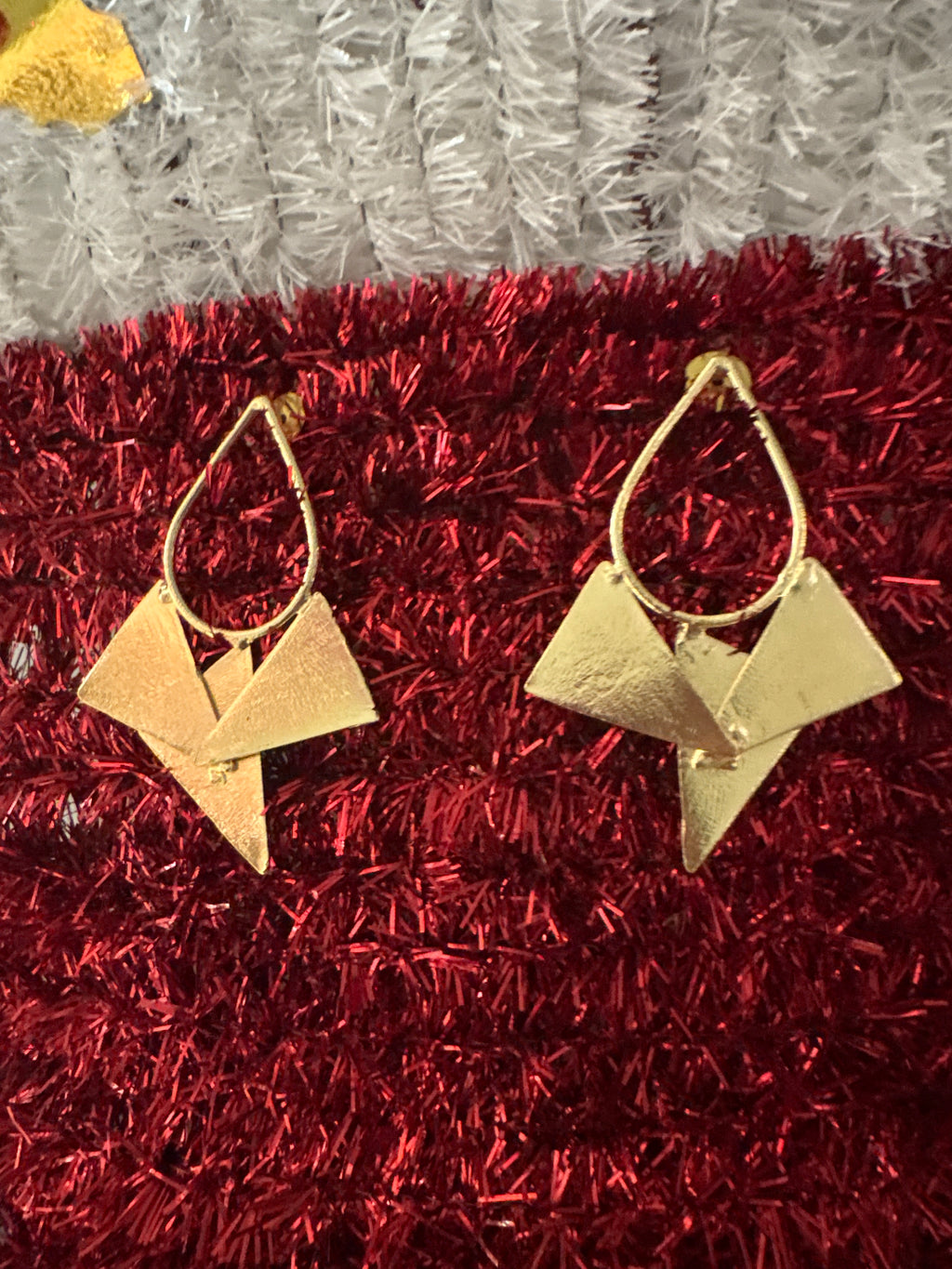 Contemporary brass earring