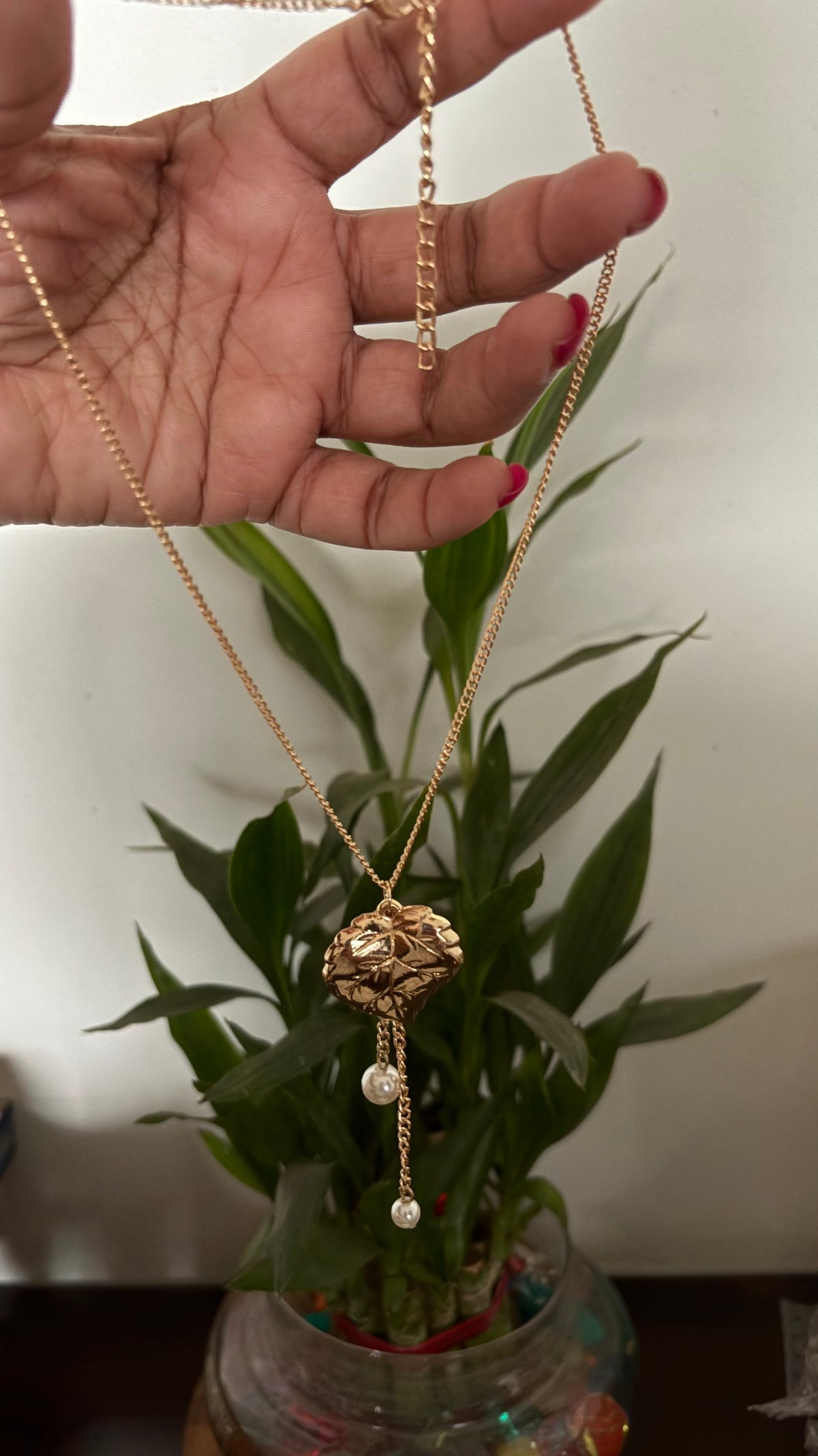 Heart necklace with Pearl drop