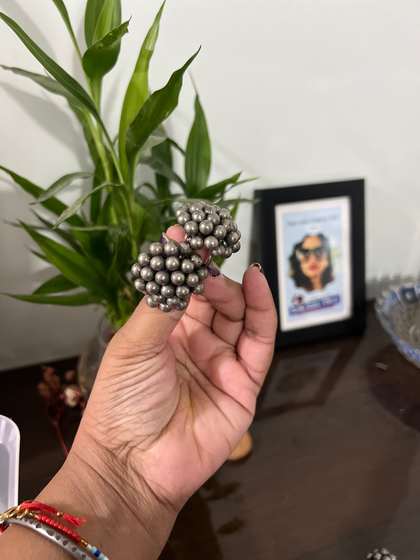 Gungroo long  Earring and adjustable ring