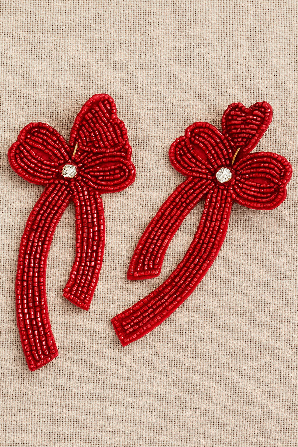 Bow red handcrafted earring